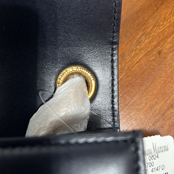 New YSL Yves Saint Laurent Kate Flap Navy Leather & Gold Chain - Picture 10 of 17